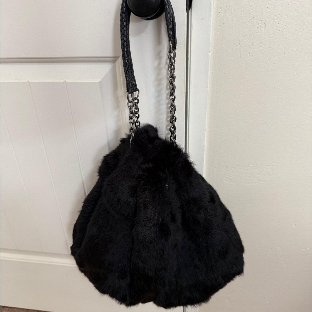 BCBGirls Faux Black Fur Women's Hobo Style Bag